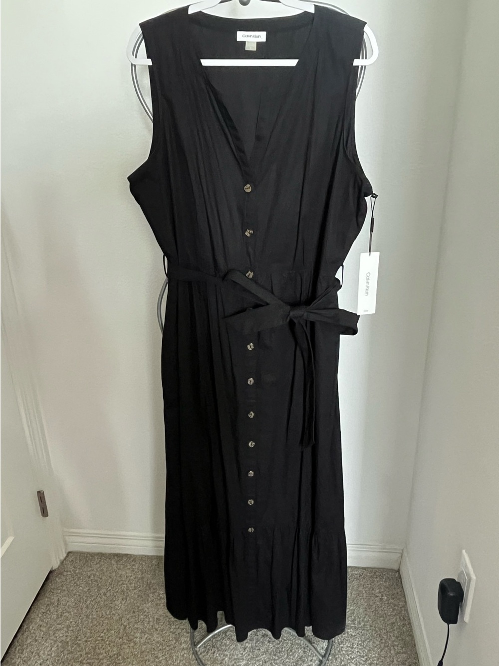 Calvin Klein Black Cotton Maxi Dress